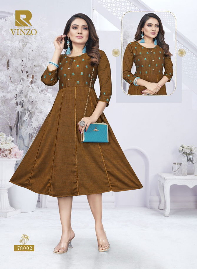 Raashi Vinzo Rayon Regular wear Latest Anarakali Kurti Collection